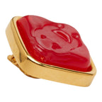 Chanel CC Logo Vintage Earrings Gold Red Plated Plastic — view 5