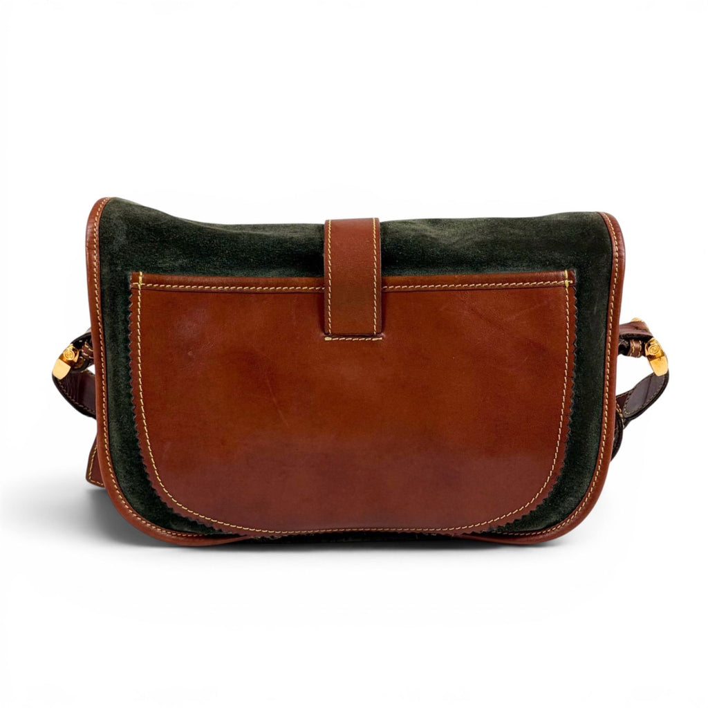 Loewe Anagram Logo Bicolor Shoulder Bag Cross Brown Green Leather — view 4