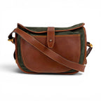 Loewe Anagram Logo Bicolor Shoulder Bag Cross Brown Green Leather