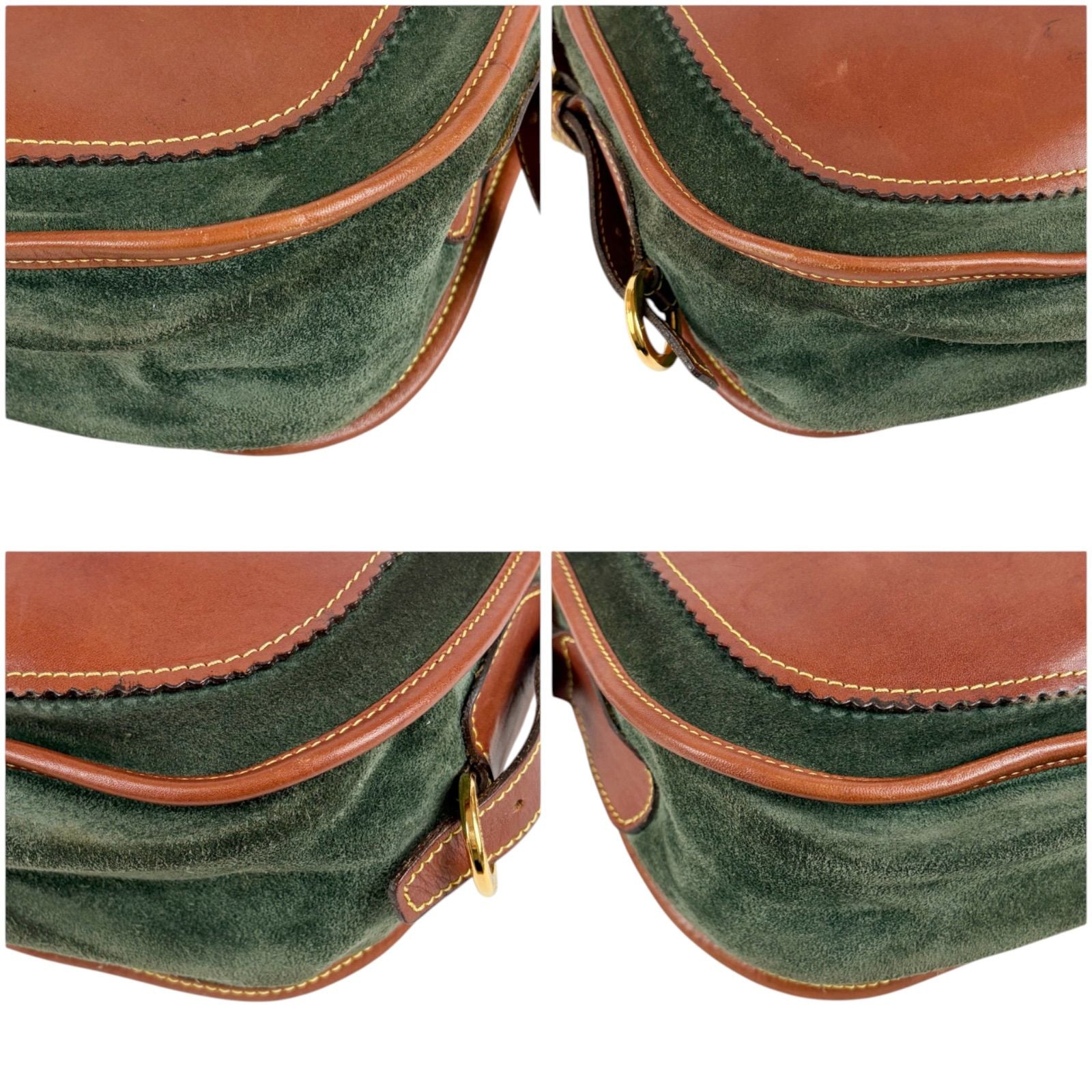Loewe Anagram Logo Bicolor Shoulder Bag Cross Brown Green Leather — view 7