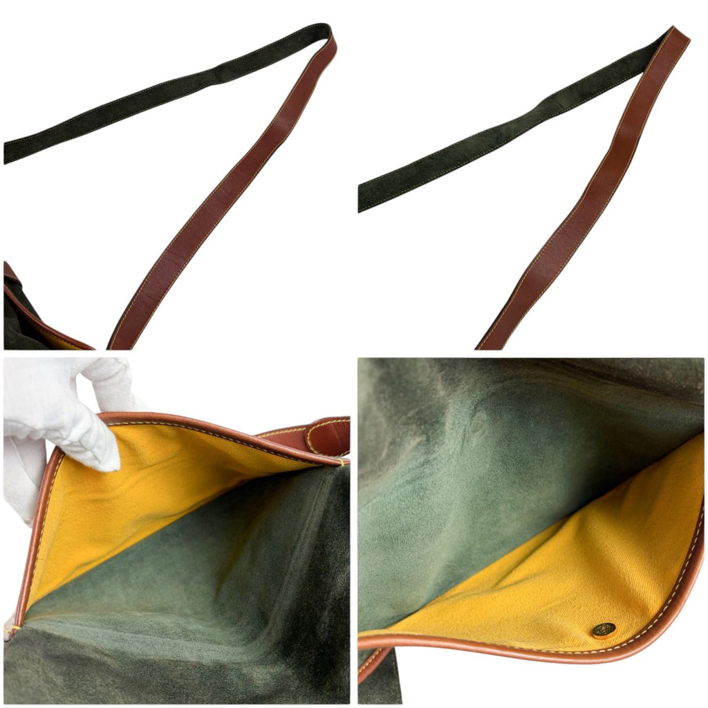 Loewe Anagram Logo Bicolor Shoulder Bag Cross Brown Green Leather — view 8