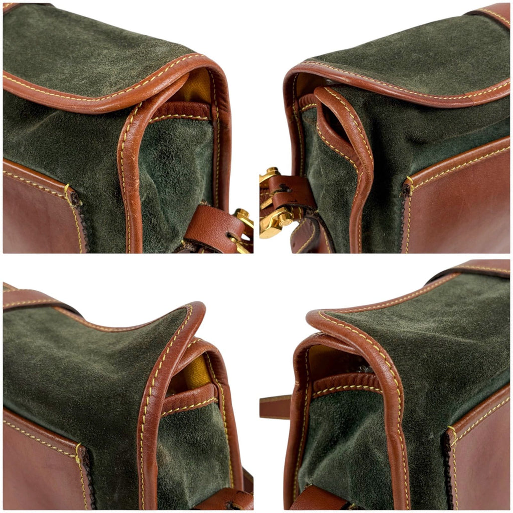 Loewe Anagram Logo Bicolor Shoulder Bag Cross Brown Green Leather — view 6