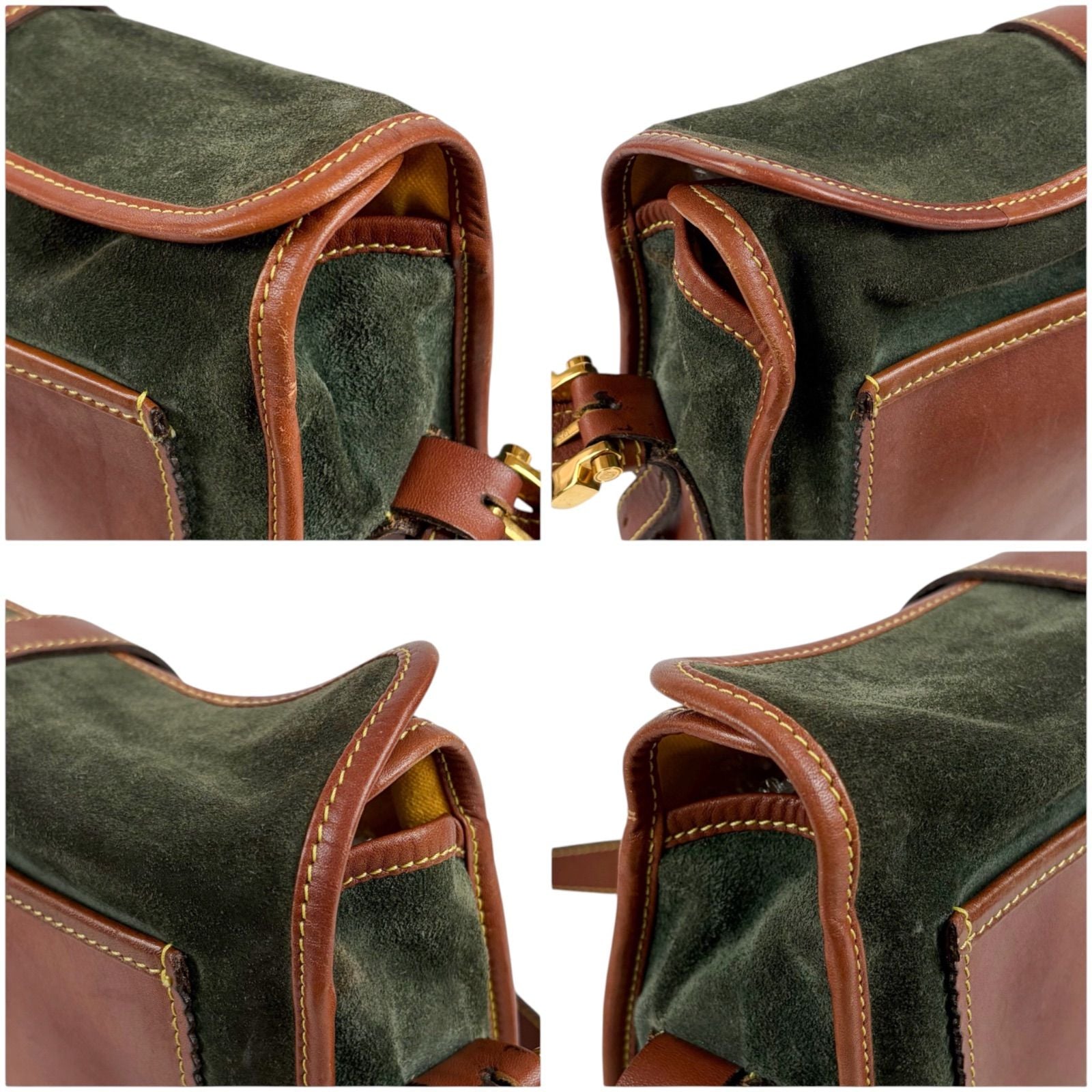 Loewe Anagram Logo Bicolor Shoulder Bag Cross Brown Green Leather — view 6