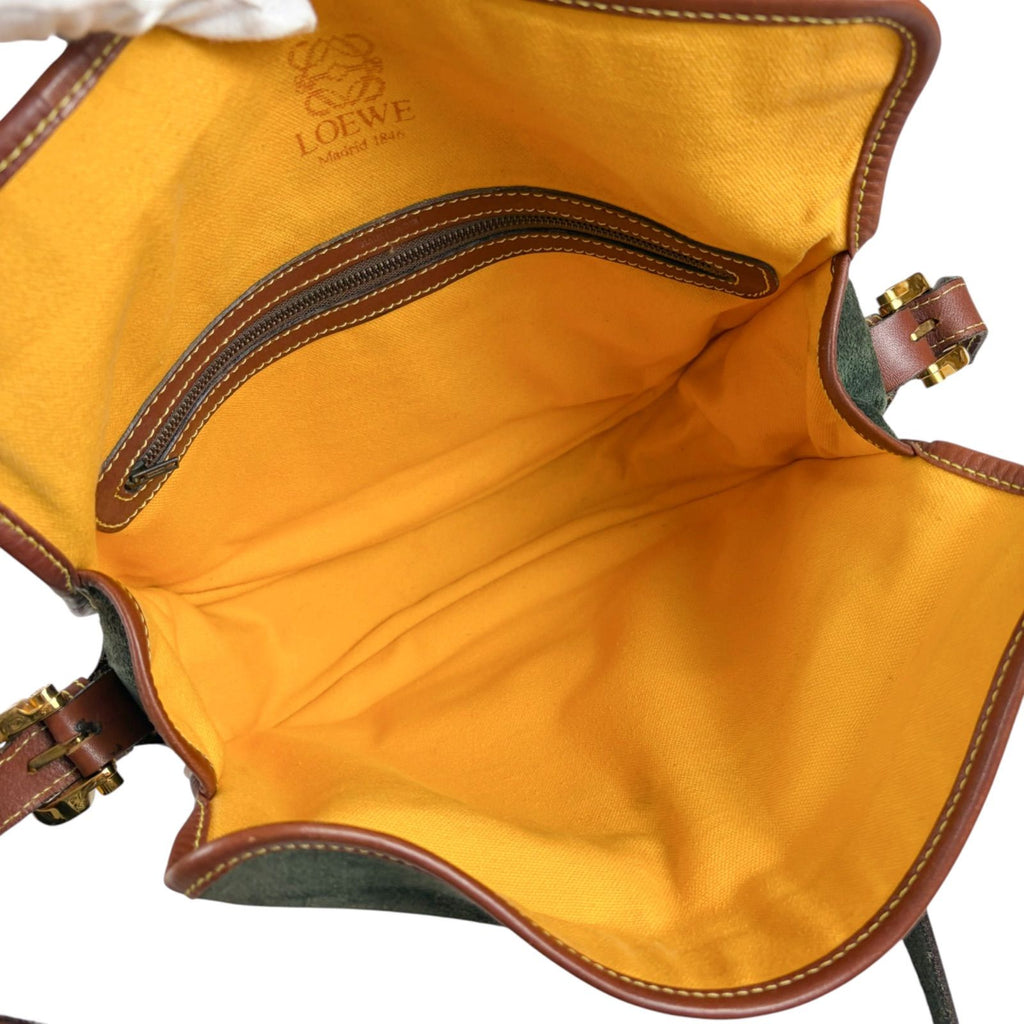 Loewe Anagram Logo Bicolor Shoulder Bag Cross Brown Green Leather — view 9