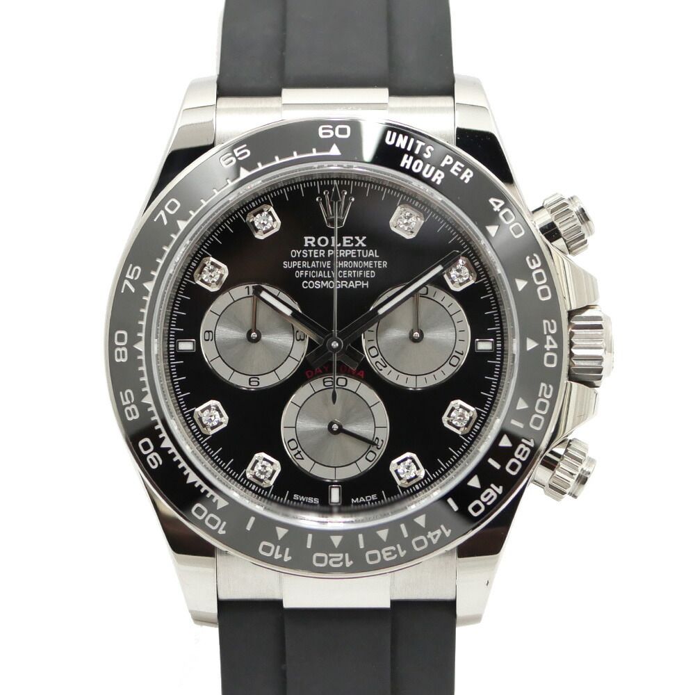 Rolex Cosmograph Daytona Watch WG Black Diamond Random Polished