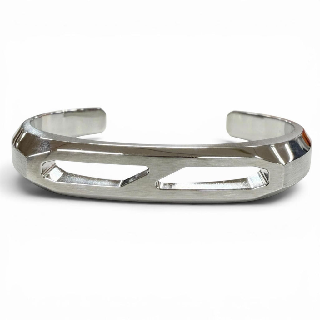 Hermes Delta Calf Metal T5 Bangle Bracelet Silver — view 3