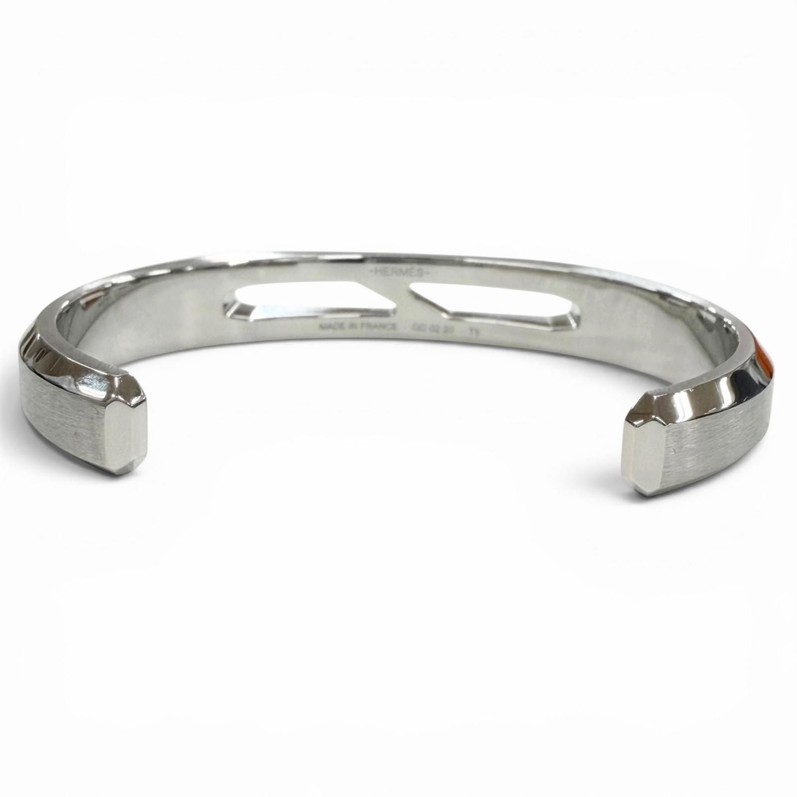 Hermes Delta Calf Metal T5 Bangle Bracelet Silver — view 5