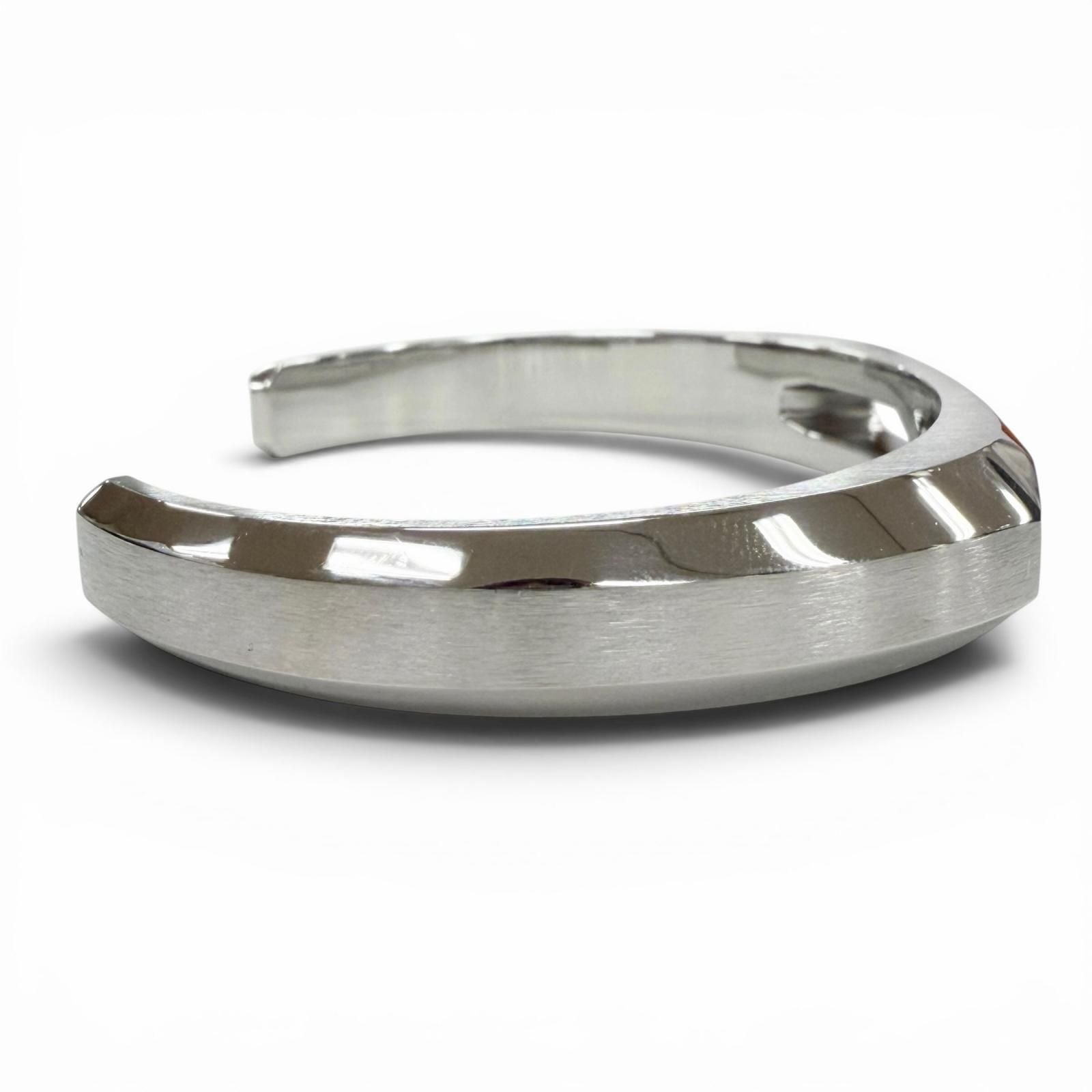 Hermes Delta Calf Metal T5 Bangle Bracelet Silver — view 6