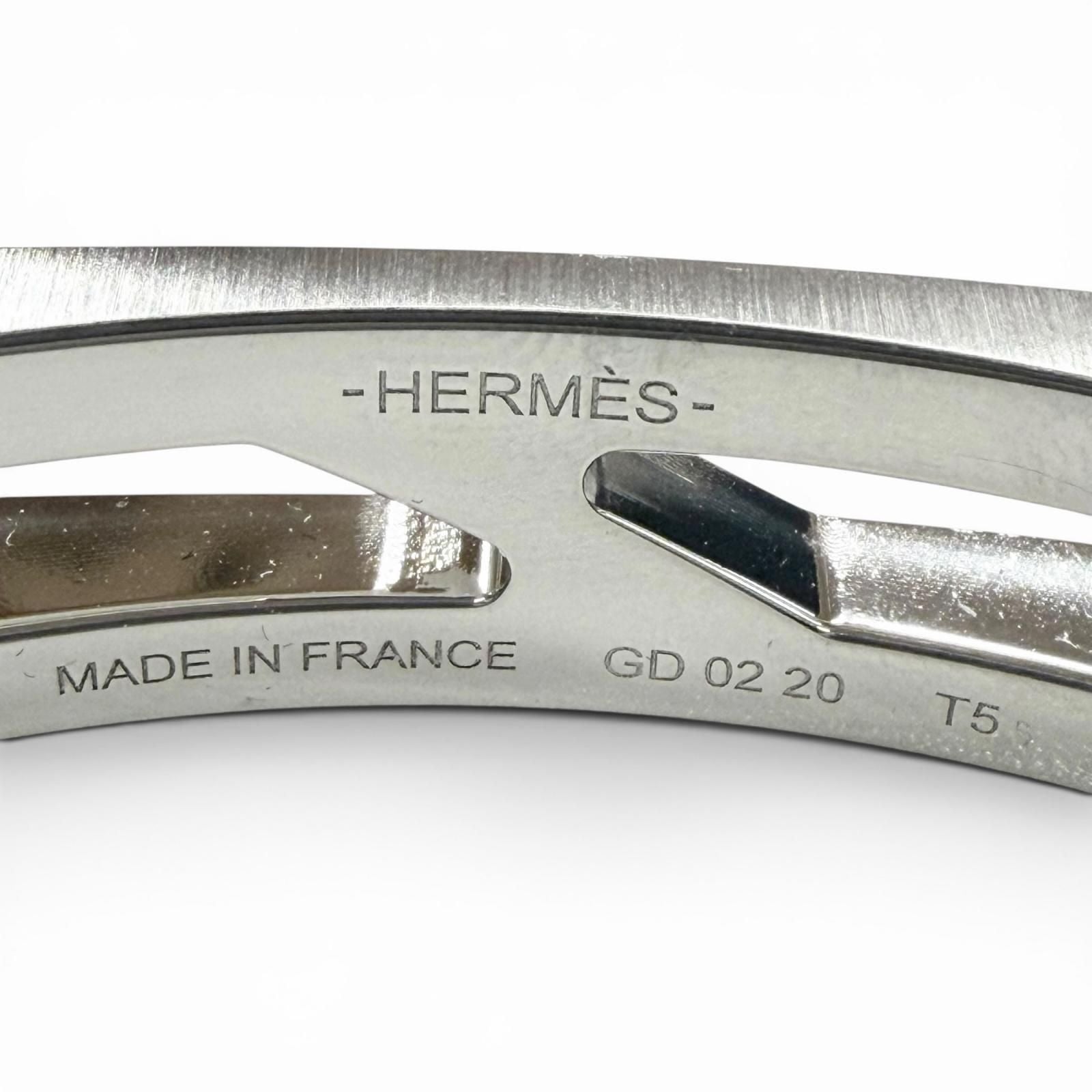 Hermes Delta Calf Metal T5 Bangle Bracelet Silver — view 7