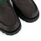 Gucci Web Line Horsebit Loafers Leather Shoes Brown Silver 9 — view 7