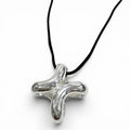 Hermes Lima PM Fabric Necklace Silver Black