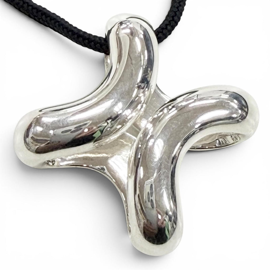 Hermes Lima PM Fabric Necklace Silver Black — view 4