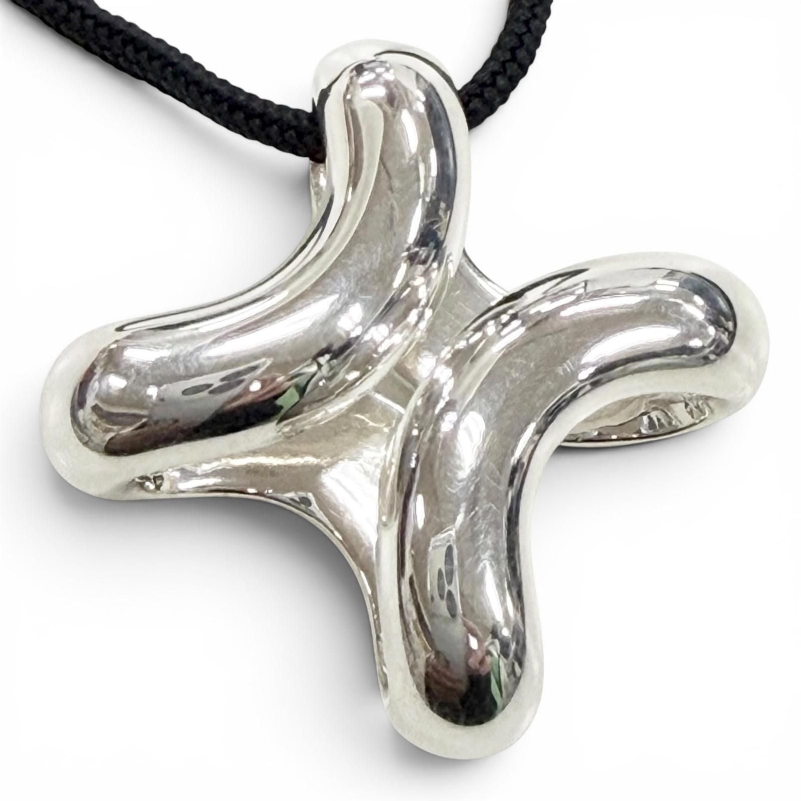 Hermes Lima PM Fabric Necklace Silver Black — view 4