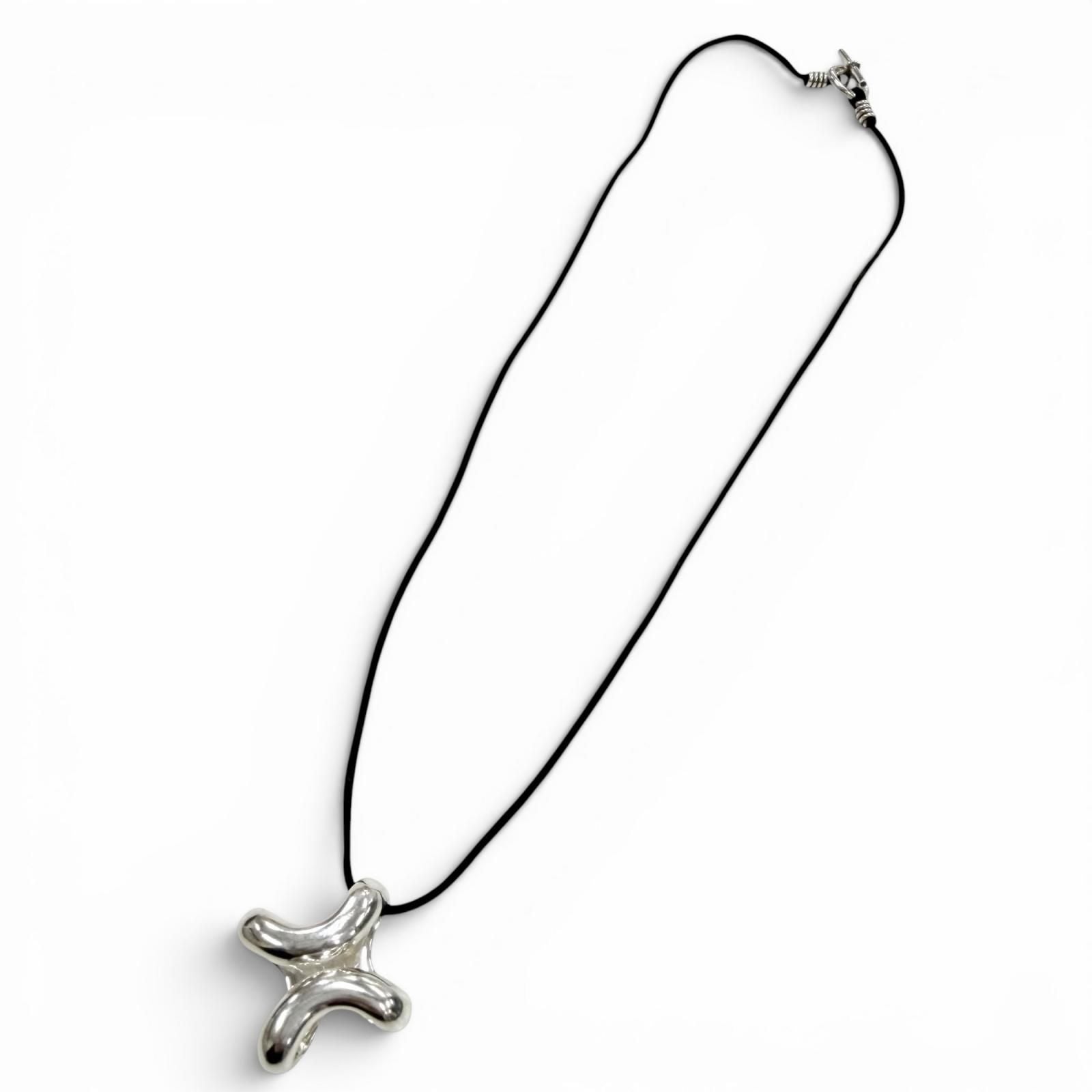 Hermes Lima PM Fabric Necklace Silver Black — view 3