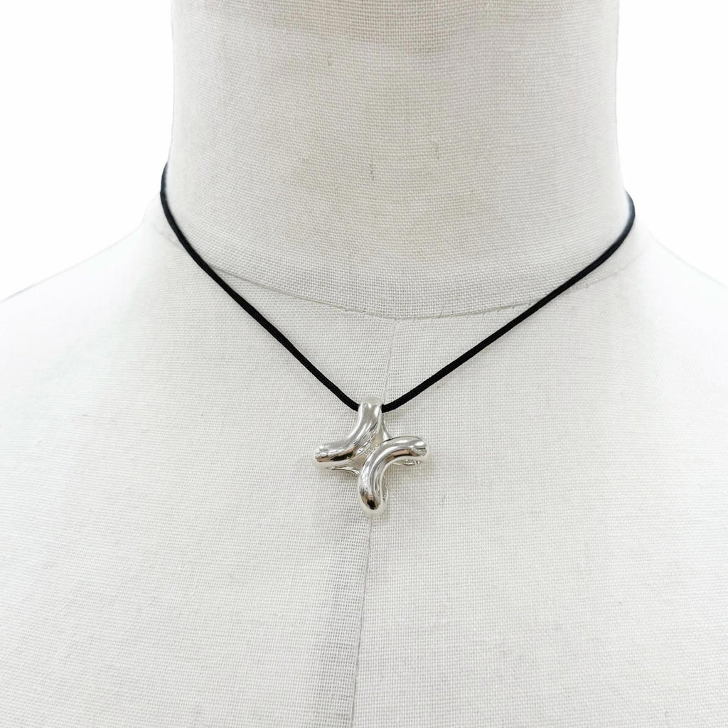 Hermes Lima PM Fabric Necklace Silver Black — view 2