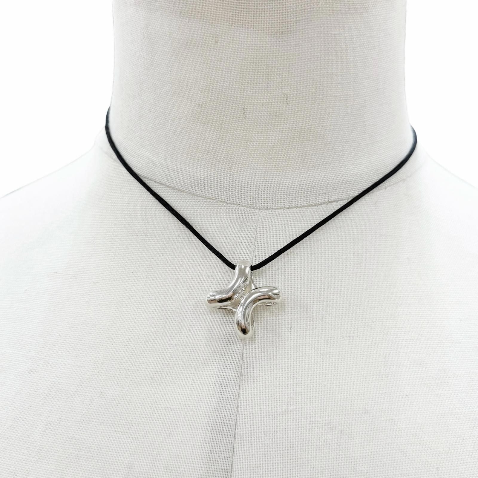 Hermes Lima PM Fabric Necklace Silver Black — view 2