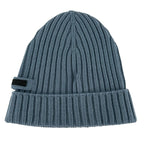 Prada Wool Logo Tag Rib Knit Cap Hat Blue — view 7