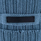 Prada Wool Logo Tag Rib Knit Cap Hat Blue — view 8