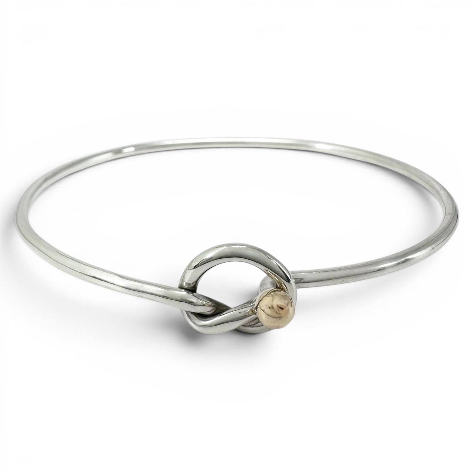 Tiffany & Co Love Knot 925 750 Hook Style Bangle Silver Gold Bracelet