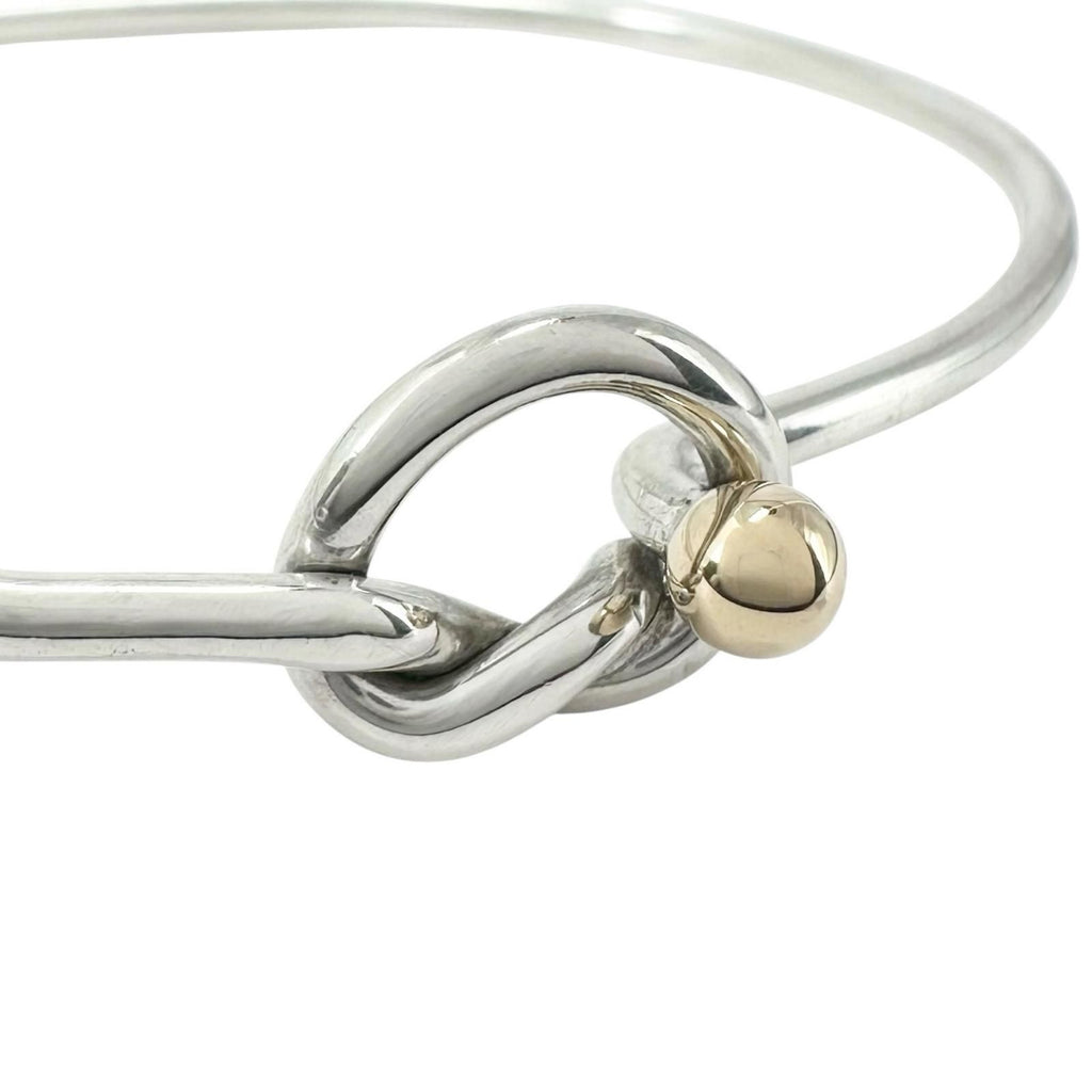 Tiffany & Co Love Knot 925 750 Hook Style Bangle Silver Gold Bracelet — view 4