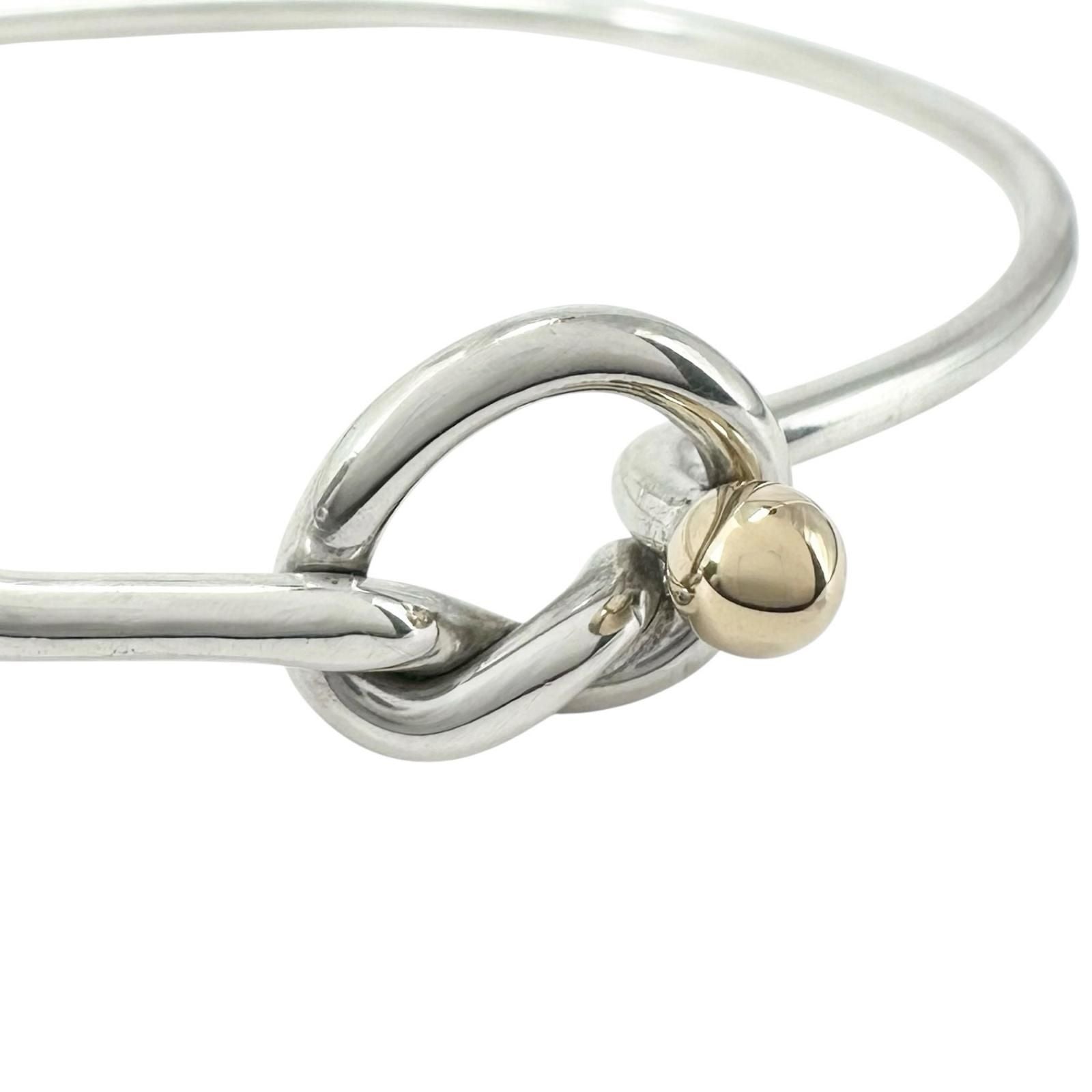 Tiffany & Co Love Knot 925 750 Hook Style Bangle Silver Gold Bracelet — view 4