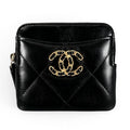 Chanel Lambskin Leather Coin Purse Mini Wallet CC Logo Case Black Gold