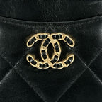 Chanel Lambskin Leather Coin Purse Mini Wallet CC Logo Case Black Gold — view 8