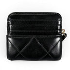 Chanel Lambskin Leather Coin Purse Mini Wallet CC Logo Case Black Gold — view 3