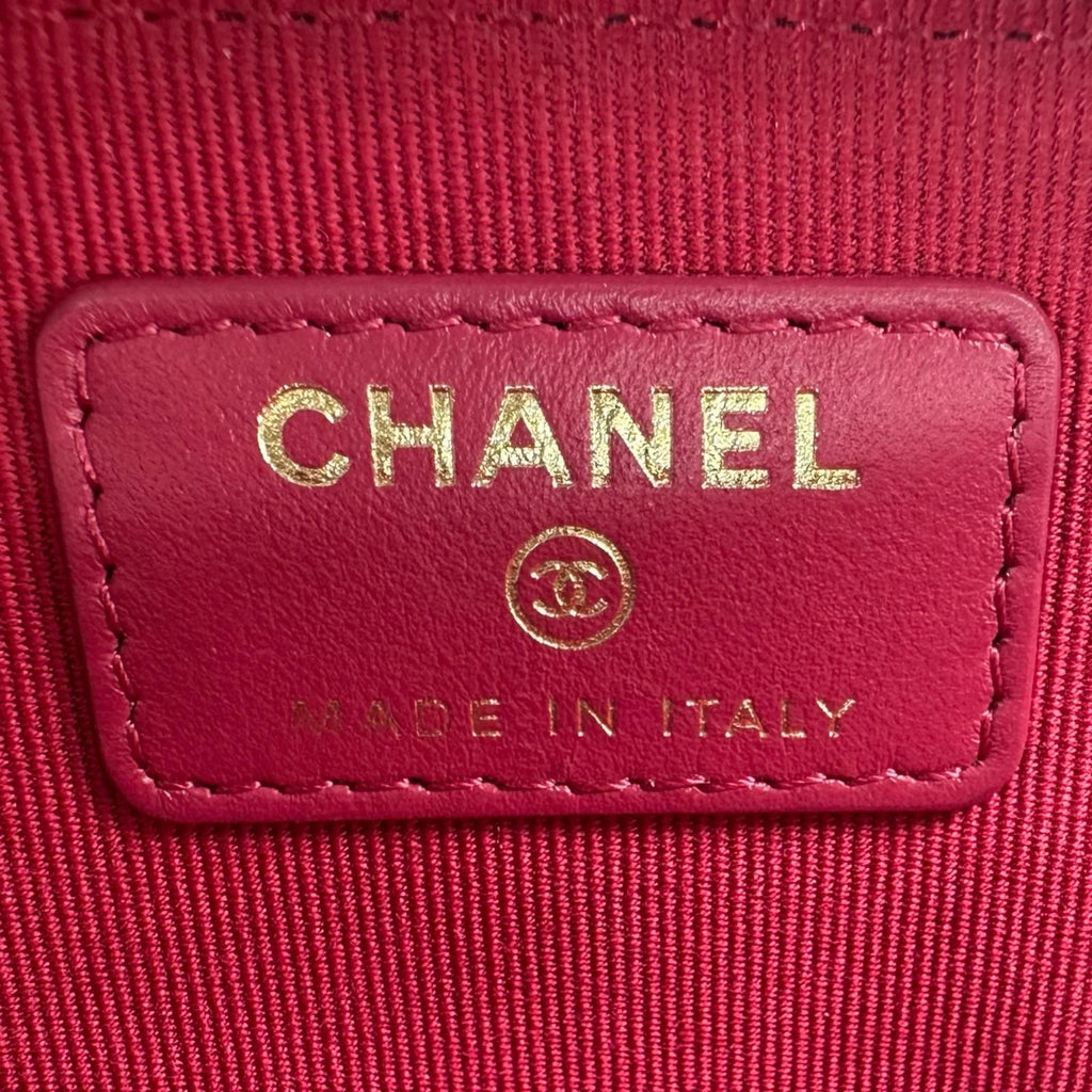 Chanel Lambskin Leather Coin Purse Mini Wallet CC Logo Case Black Gold — view 9