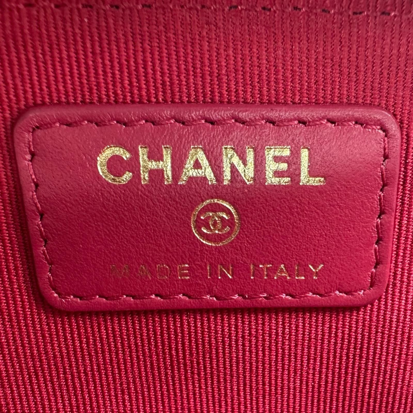 Chanel Lambskin Leather Coin Purse Mini Wallet CC Logo Case Black Gold — view 9