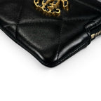 Chanel Lambskin Leather Coin Purse Mini Wallet CC Logo Case Black Gold — view 6