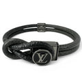Louis Vuitton Bracelet Monogram Eclipse Canvas Black Silver