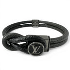 Louis Vuitton Bracelet Monogram Eclipse Canvas Black Silver