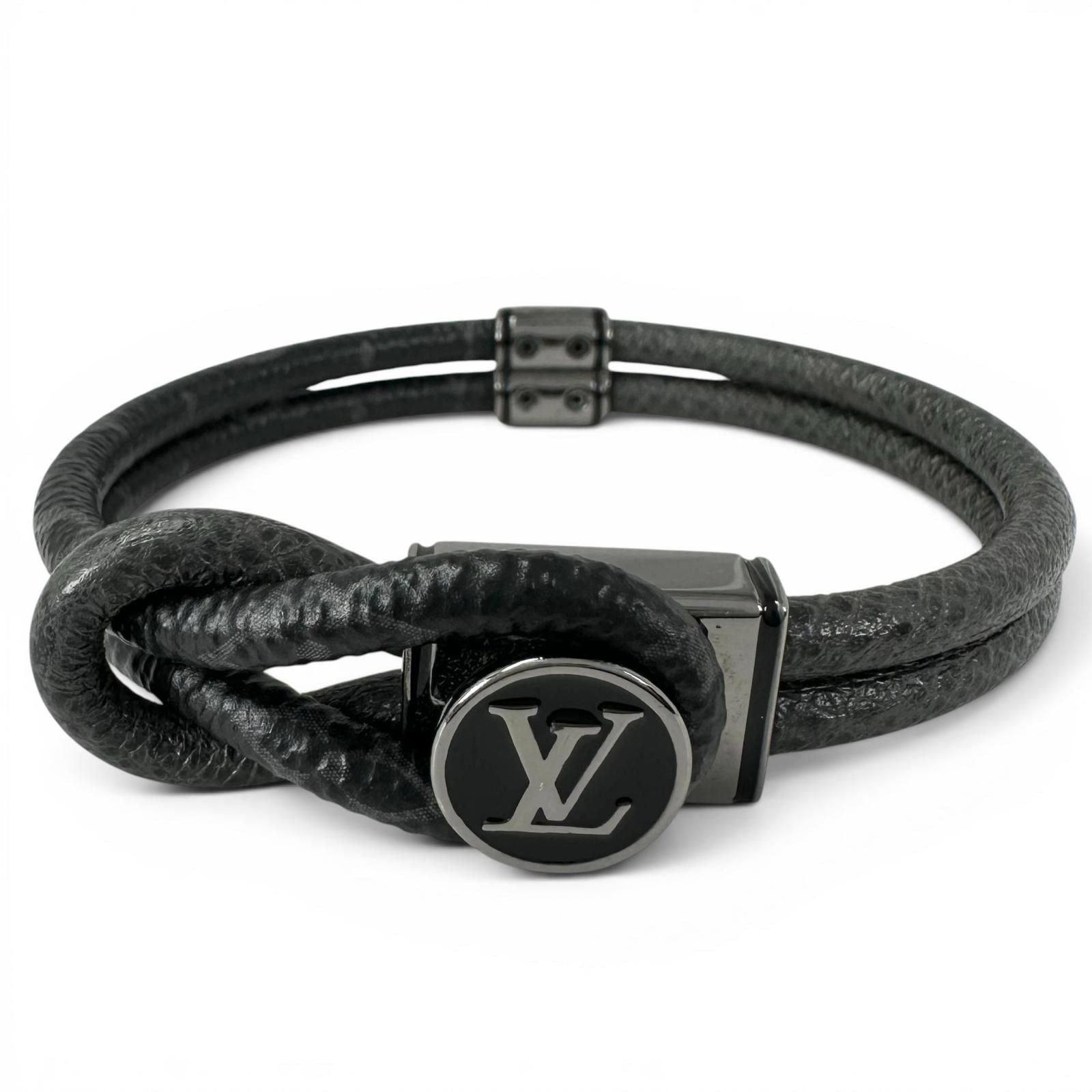 Louis Vuitton Bracelet Monogram Eclipse Canvas Black Silver