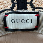 Gucci 100% Raffia GG Pattern Straw Hat Natural Black S 56 — view 8