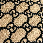 Gucci 100% Raffia GG Pattern Straw Hat Natural Black S 56 — view 7
