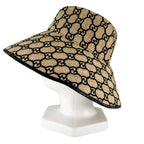 Gucci 100% Raffia GG Pattern Straw Hat Natural Black S 56 — view 3