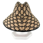 Gucci 100% Raffia GG Pattern Straw Hat Natural Black S 56 — view 4