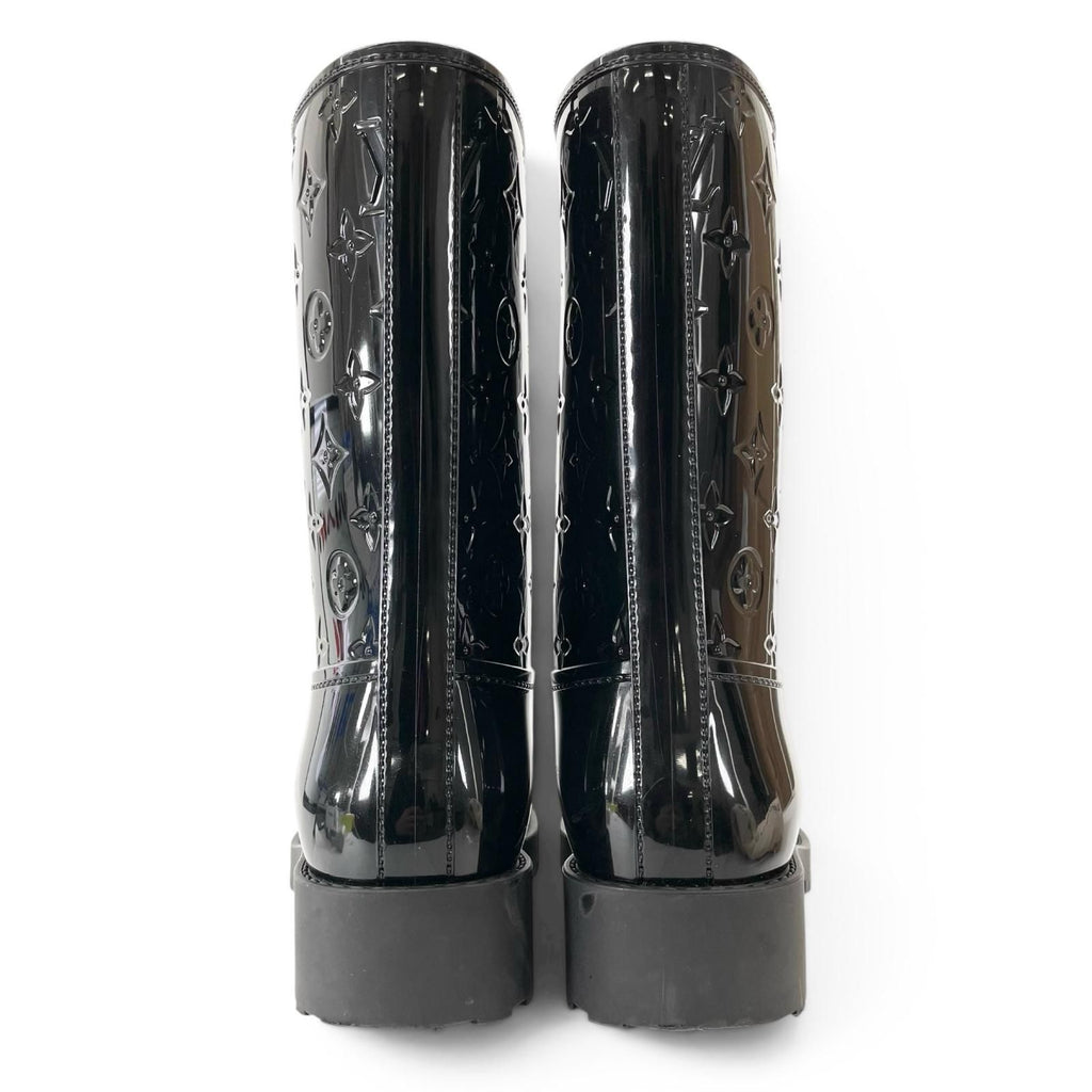 Louis Vuitton Drops Line Rubber Monogram Rain Boots Black — view 6