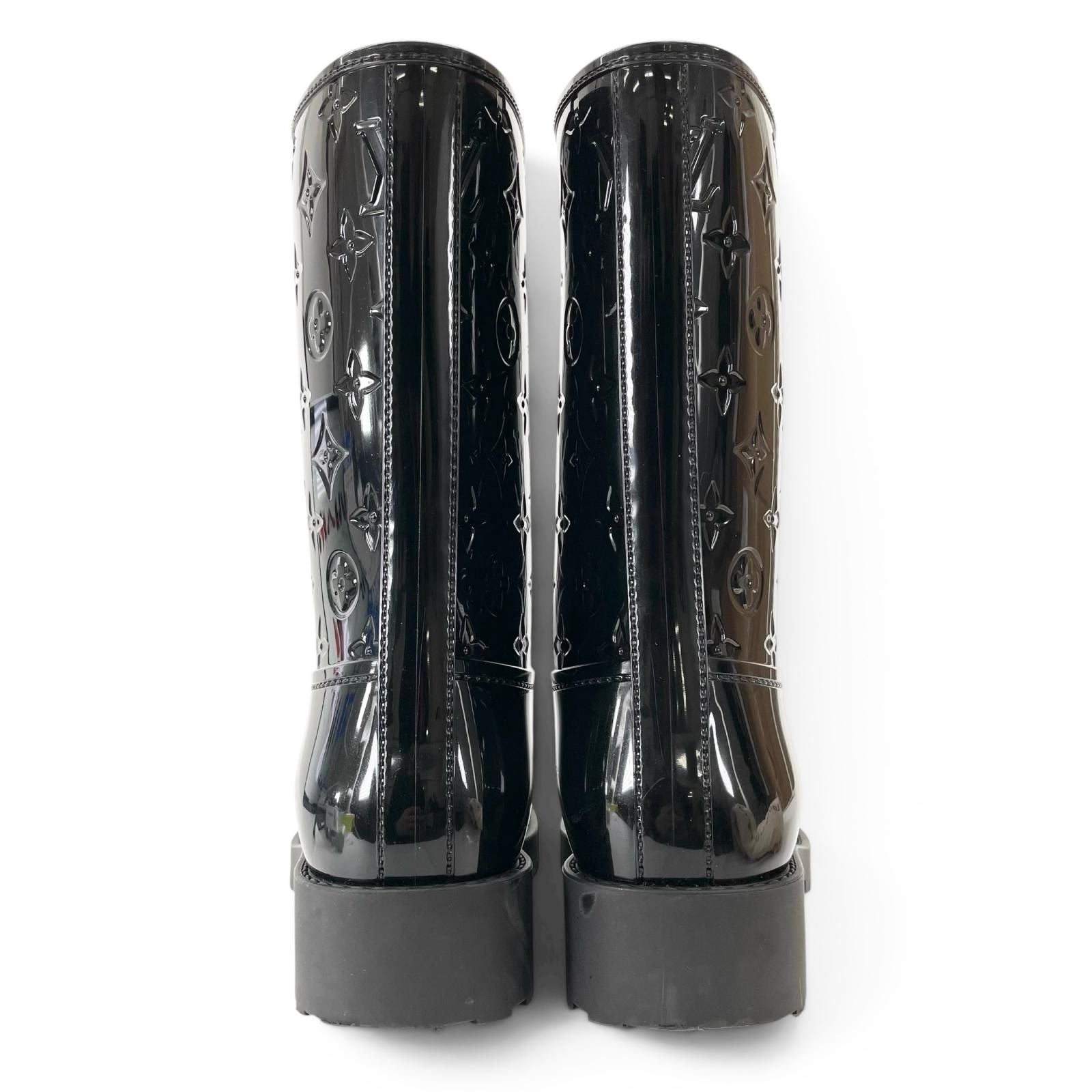 Louis Vuitton Drops Line Rubber Monogram Rain Boots Black — view 6