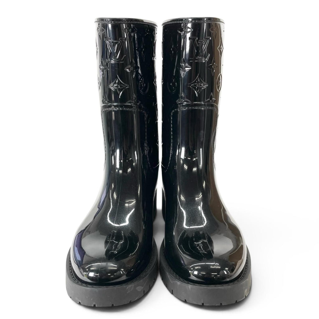 Louis Vuitton Drops Line Rubber Monogram Rain Boots Black — view 3