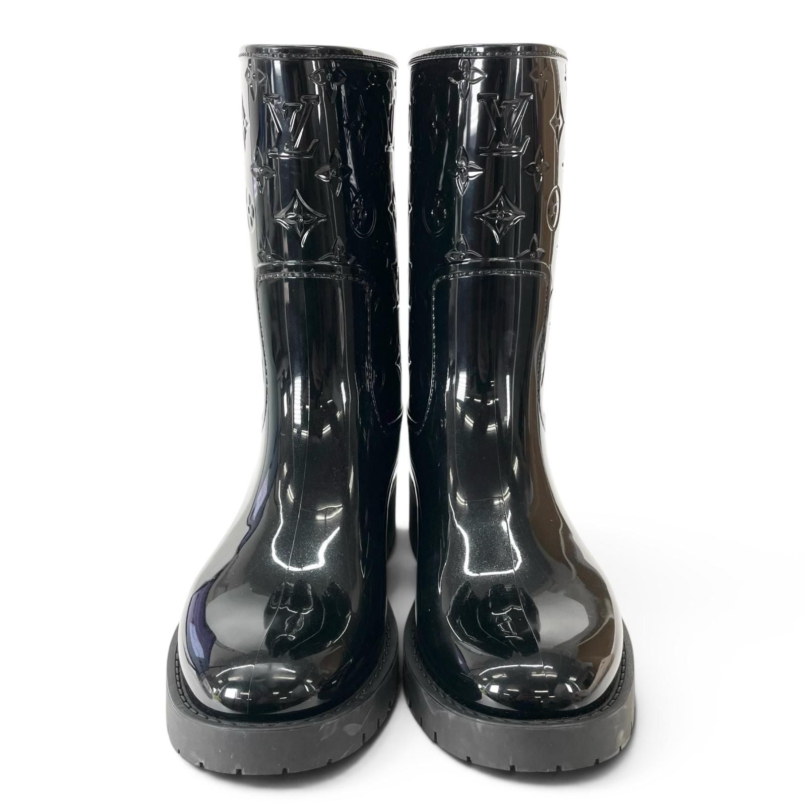 Louis Vuitton Drops Line Rubber Monogram Rain Boots Black — view 3