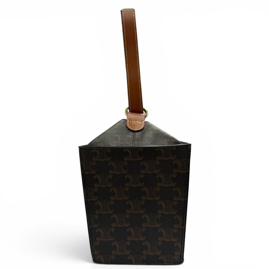 Celine Strap Box Triomphe Canvas Handbag Tan Brown Recommended — view 2