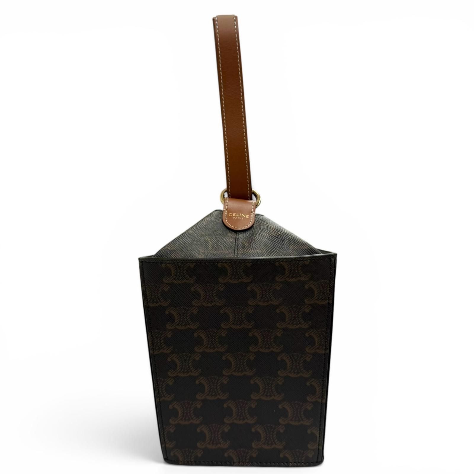 Celine Strap Box Triomphe Canvas Handbag Tan Brown Recommended — view 2