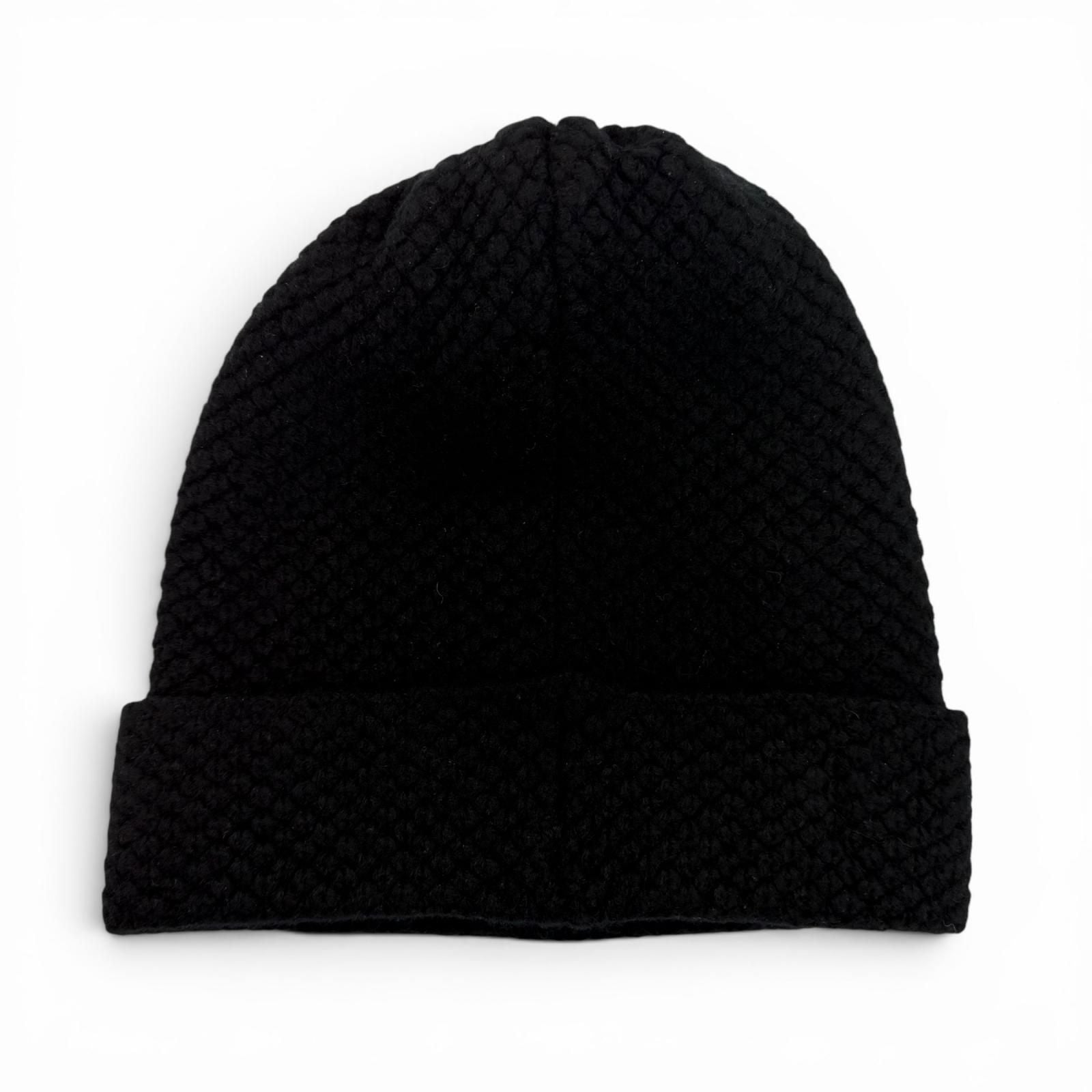 Chanel Cashmere CC Logo Embroidered Beanie Knit Cap Black — view 2