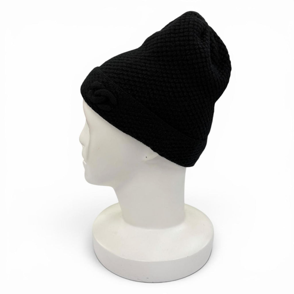 Chanel Cashmere CC Logo Embroidered Beanie Knit Cap Black — view 4