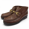 Gucci 104 Horsebit Leather Short Boots Brown Gold 5