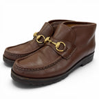 Gucci 104 Horsebit Leather Short Boots Brown Gold 5