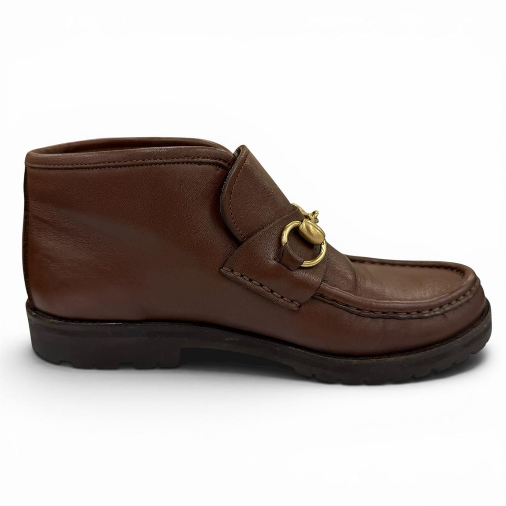 Gucci 104 Horsebit Leather Short Boots Brown Gold 5 — view 6