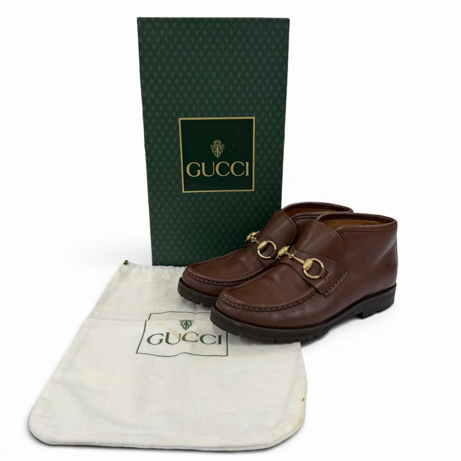 Gucci 104 Horsebit Leather Short Boots Brown Gold 5 — view 2